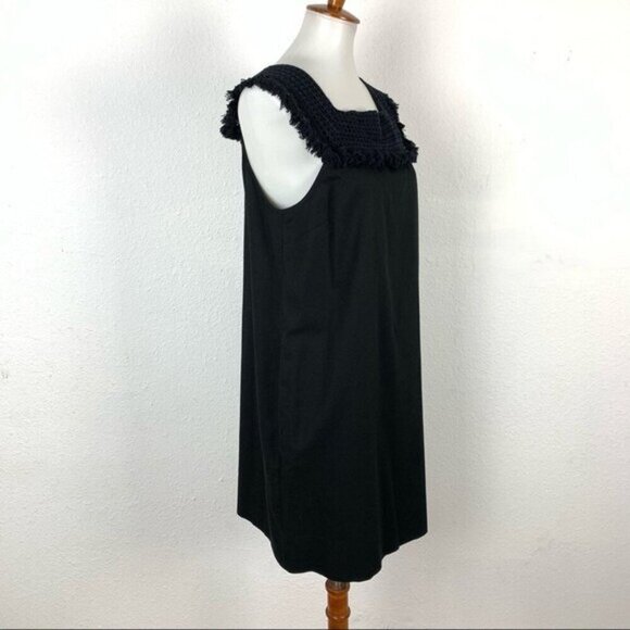 Madewell Sundream Fringe Dress 8 Black Sleeveless Cottagecore Midi - Picture 4 of 8